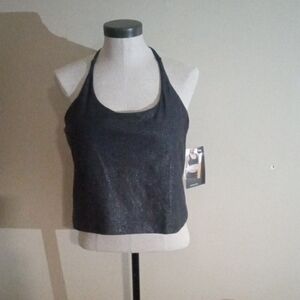 Black Racerback Shine Camisole Workout Top